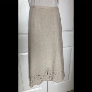 Natural linen flared a-line skirt